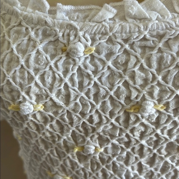 FREE PEOPLE CECELIA SMOCKED EMBROIDERED FLORAL CROPPED TOP SZ M - Picture 5 of 16